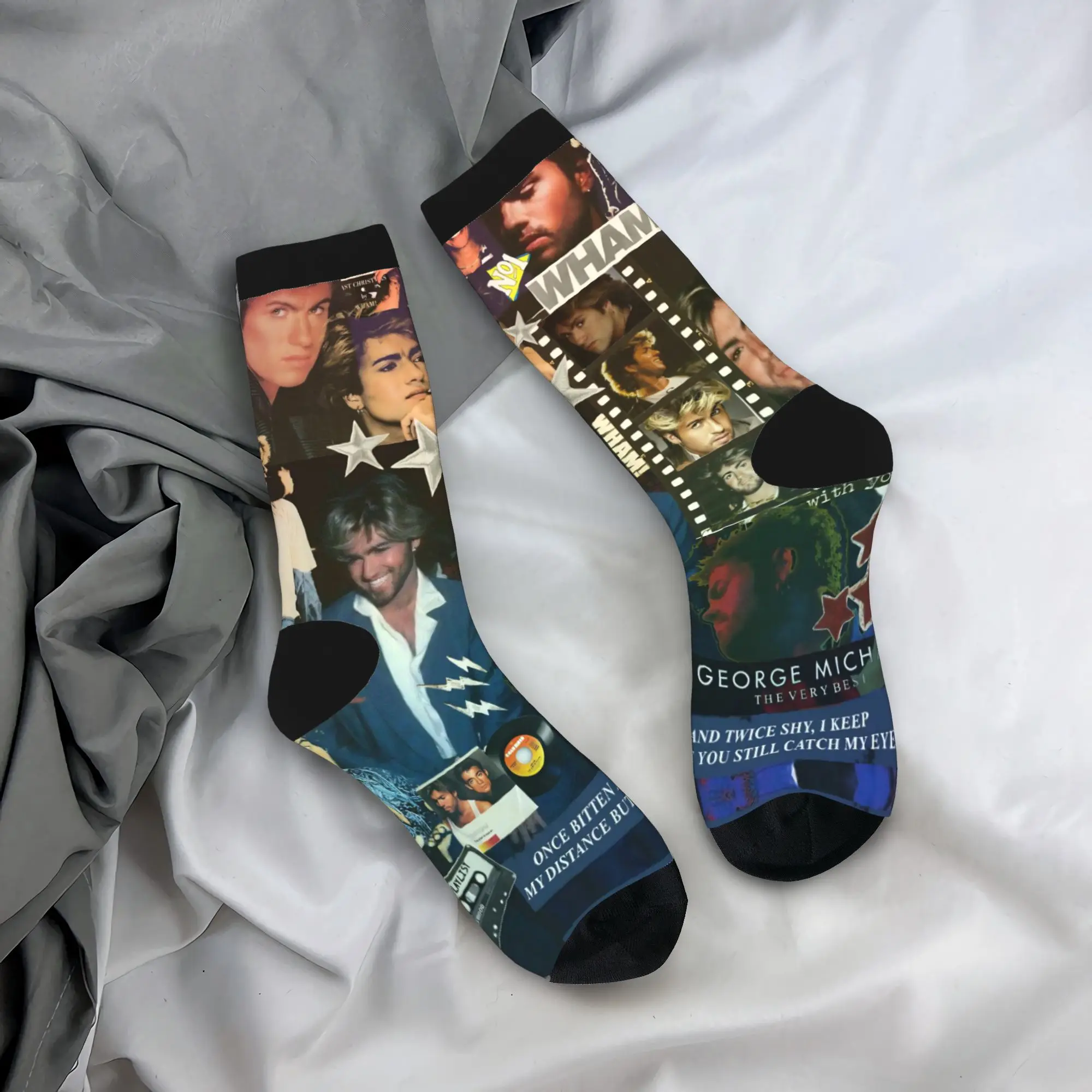 

George Michael British Singer Stockings Women Men Socks Comfortable Harajuku Socks Winter Cycling Non Slip Graphic Socks Gift