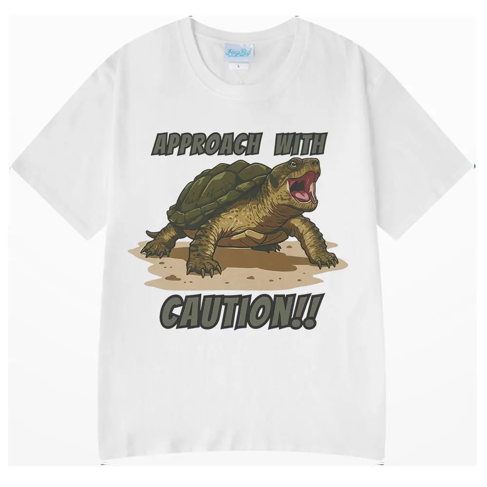Angry Snapping Turtle T-Shirt 'APPROACH WITH CAUTION!!' Fun  Vintage Clothes T Shirt Graphic T Shirts Y2k Top Women Clothing