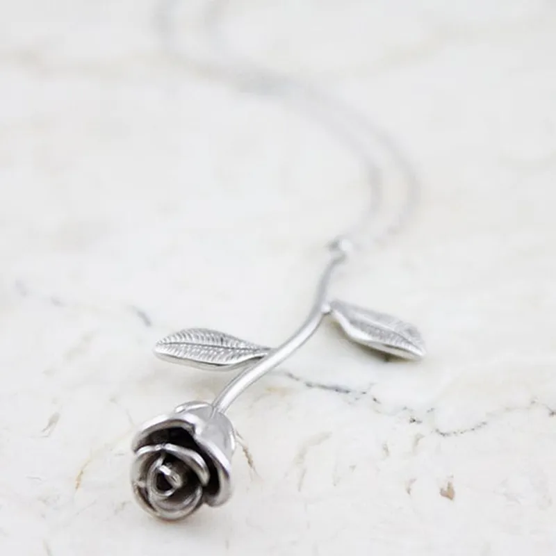 Rose Flower Pendant Necklaces For Women Stainless Steel 3 Colors Vintage Boho Necklace Glamour Fashion Valentine Jewelry Gift