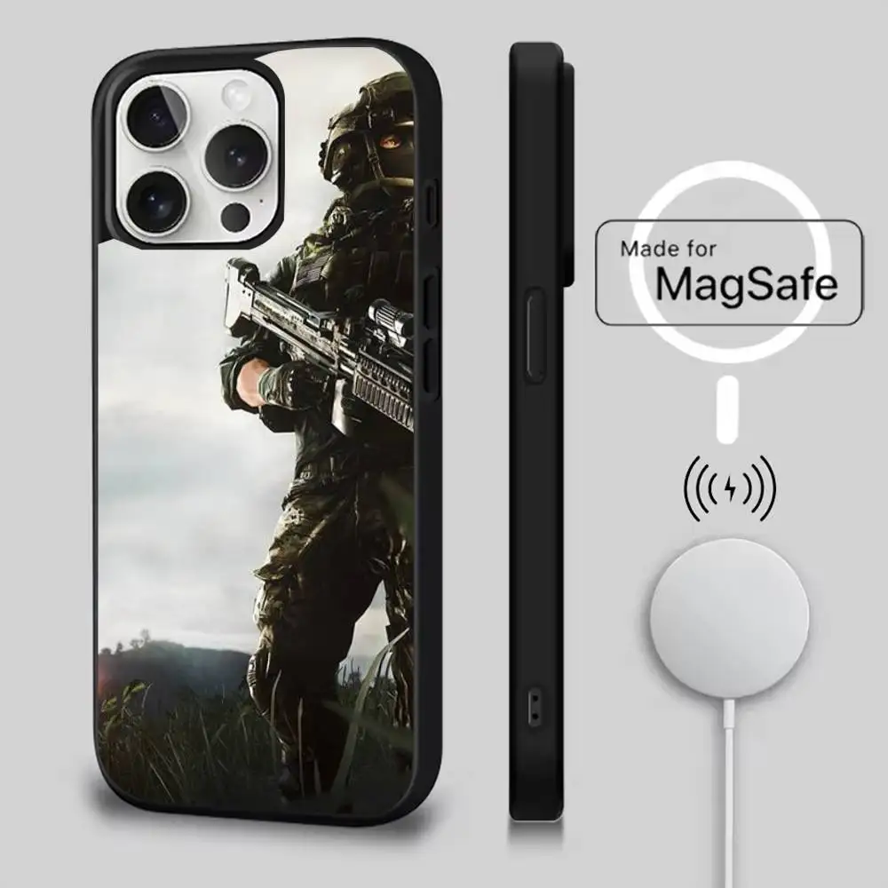 B-Battlefield 6 Game Phone Case For iPhone 17,16,15,14,13,12,11,Pro,Max,Plus,Mini,SE4,E Magnetic Magsafe Wireless Charging
