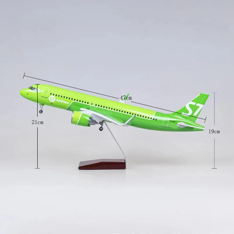 1/80 Scale Plane Model Siberia S7 Airlines A320 NEO Resin Light & Wheel Landing Gear Souvenir Hobby Collection Gift
