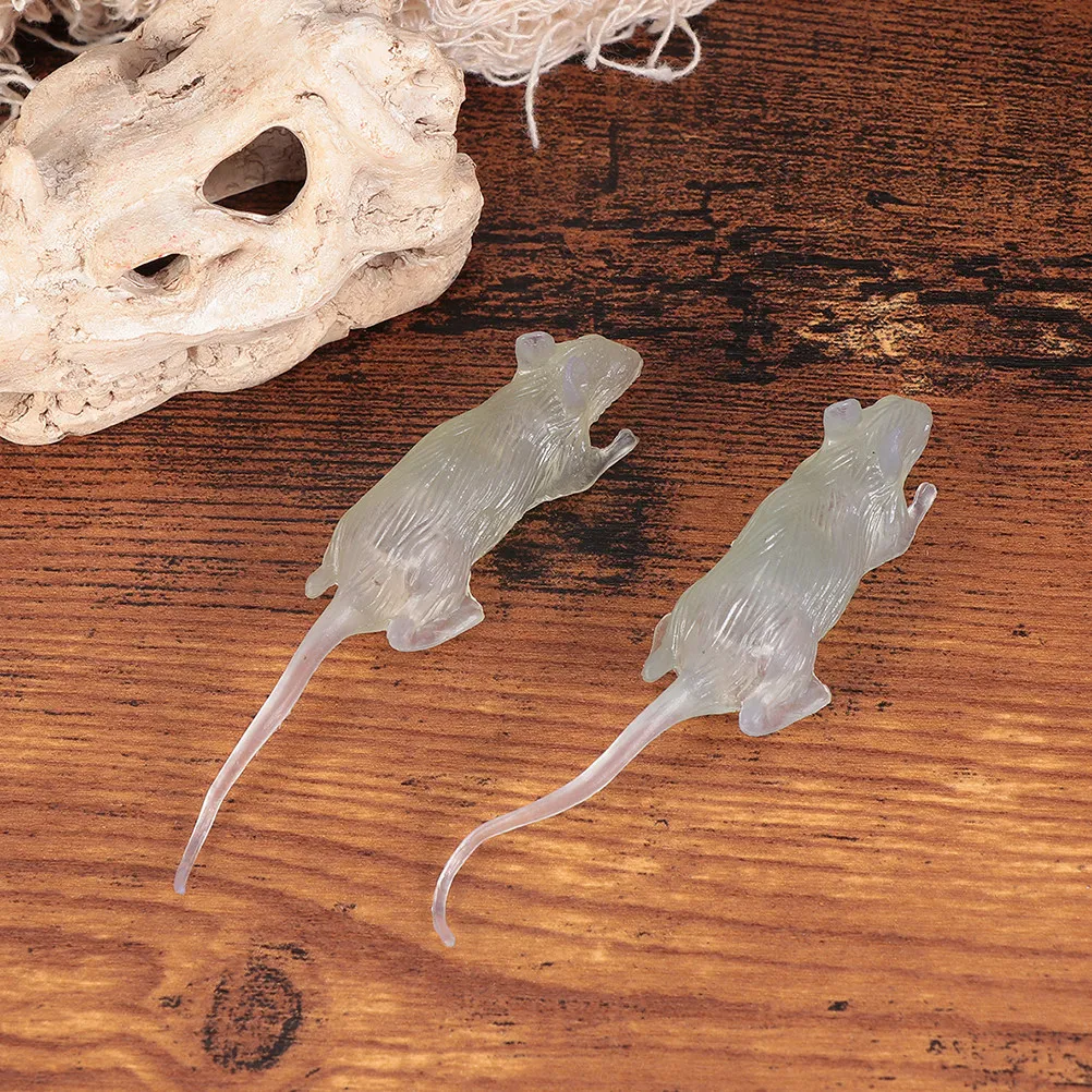 20 Stück Maus, die im Dunkeln leuchtet, Kunststoffspielzeug, Halloween-Streich, kleine Dekoration, Mini