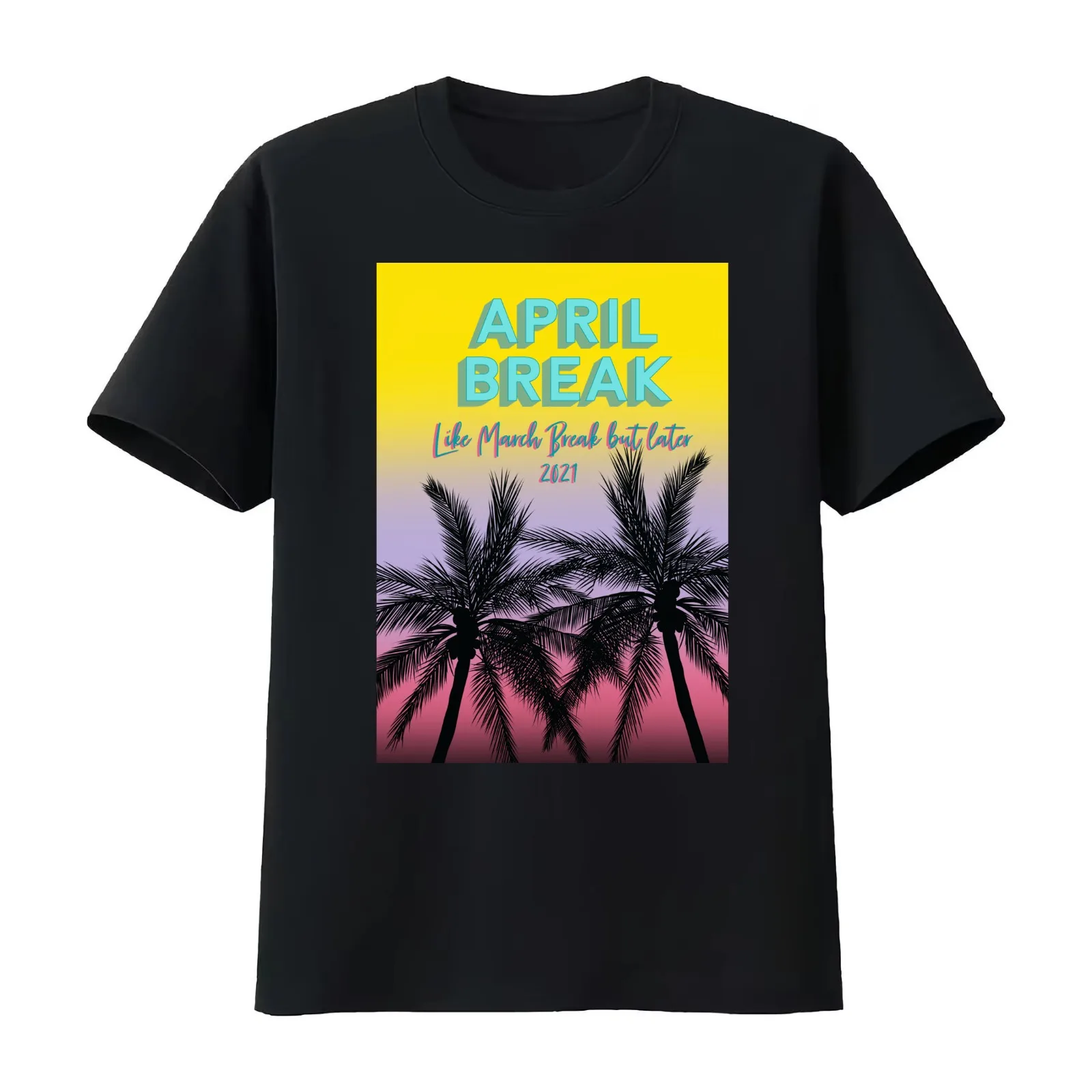 April Break 2021 T-Shirt Summer Casual Cotton Tee Oversized Streetwear Tops Vintage Graphic Print Loose Fit Short Sleeve