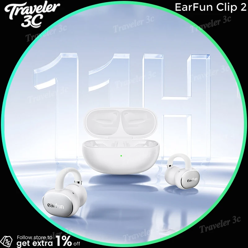

Earfun Clip 2 Open Ear Clip Wireless Sport Bluetooth Earbuds Ai Translation Upgrade 12Mm Wide Driver Ip55 Sweatproof Bluetooth 6