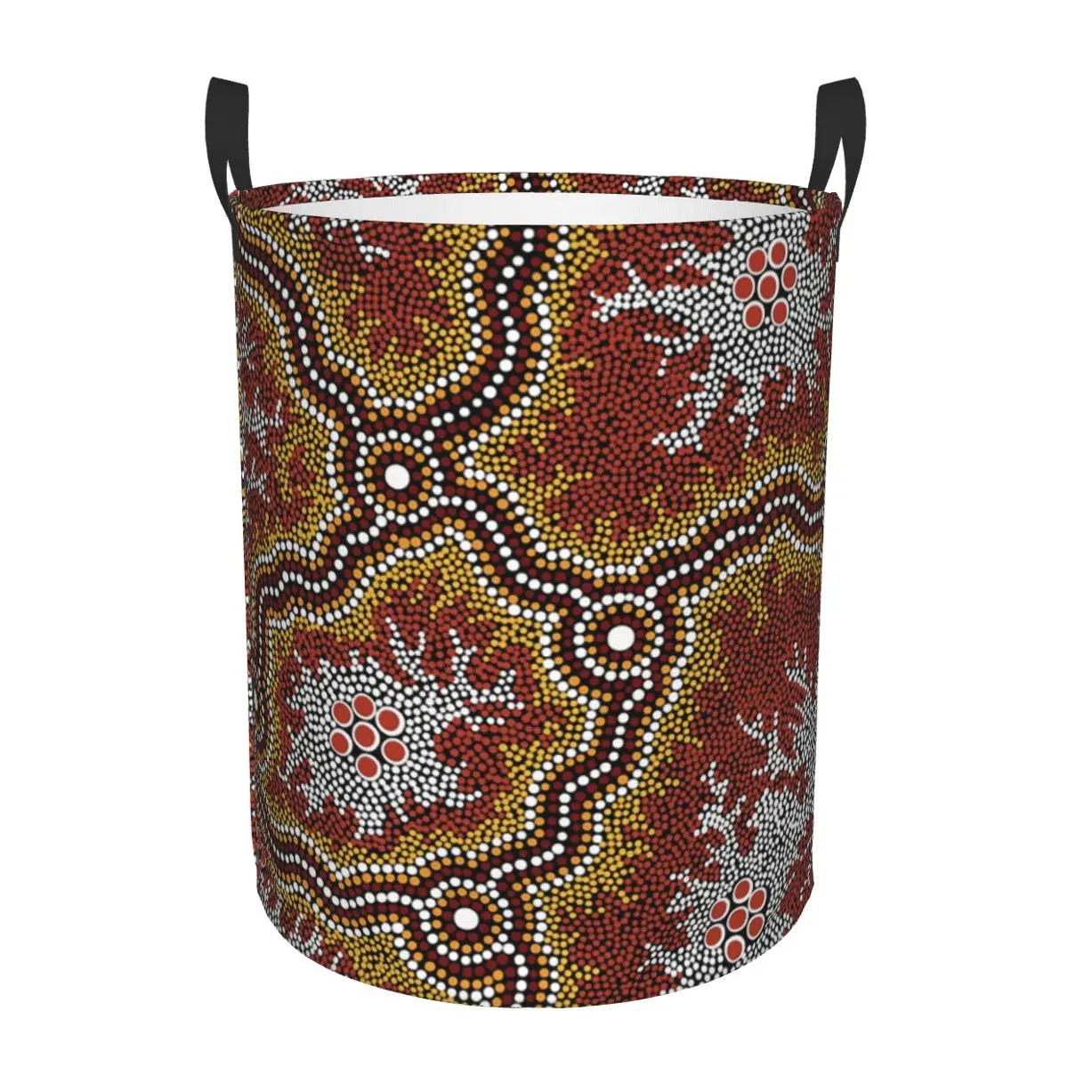 Cesta de lavandería de montaña, cesto de ropa de arte aborigen australiano plegable para bebés y niños, bolsa de almacenamiento de juguetes