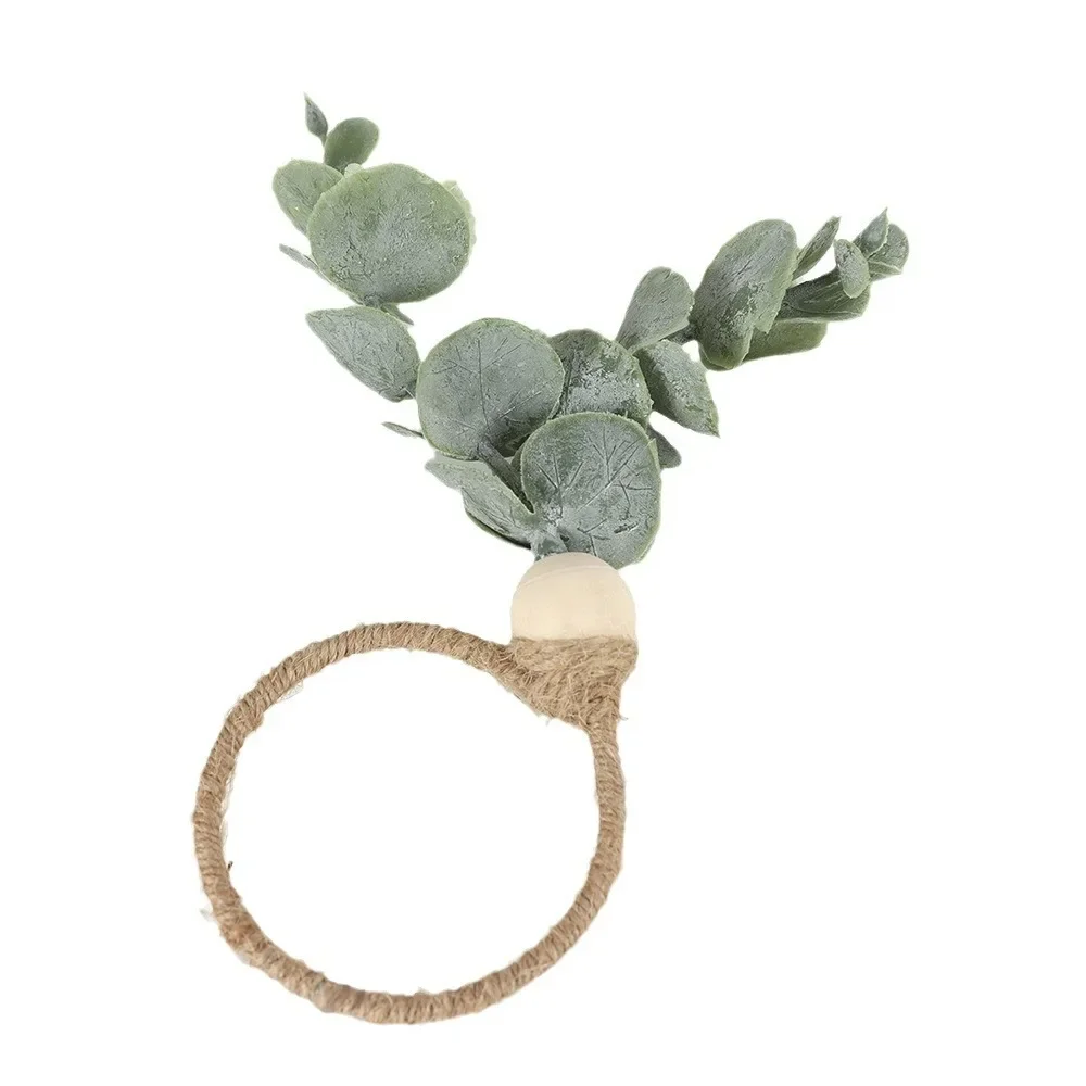 1-48PCS Napkin Ring Eucalyptus Leaves Napkin Ring Fruit Napkin Ring Restaurant Banquet Table Simulation Leaves Napkin Buckle