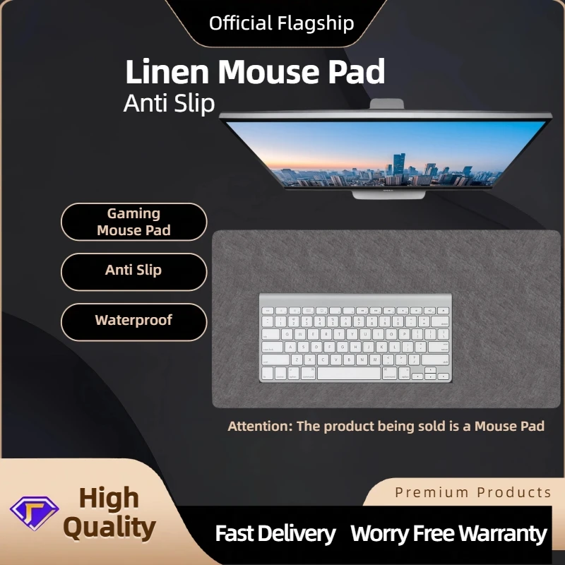 

Linen Desk Mat Anti Slip Mouse Pad Oversized Office Gaming Home Mouse Mat New Cotton Linen Tablecloth Rubber Pad