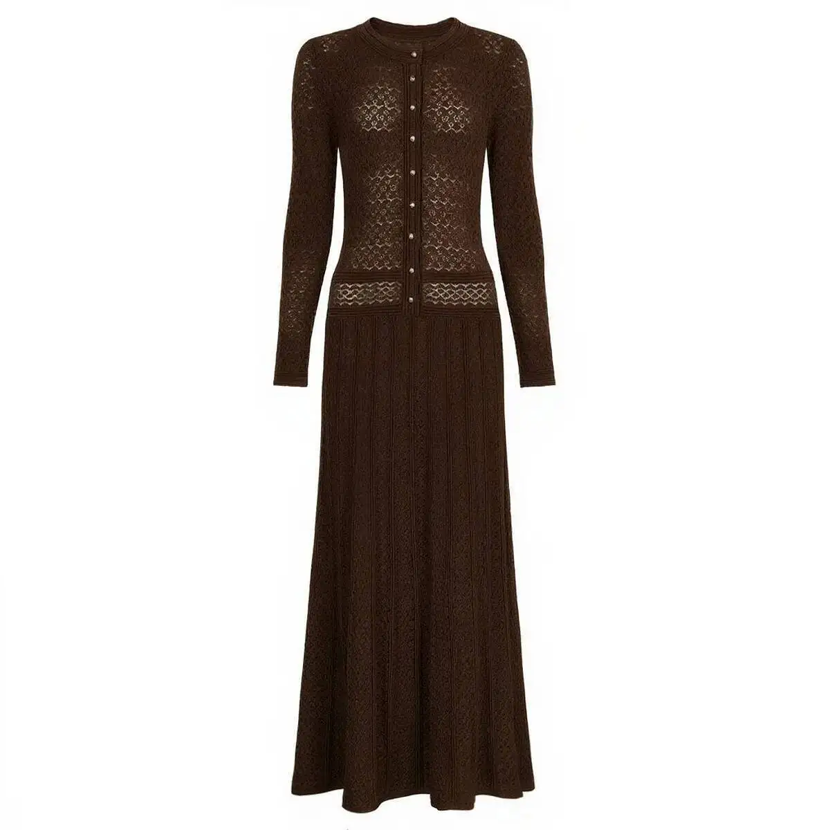 LEOSOXS Długie Rękawy Modne Dopasowane Sukienki Dzianinowe Zapięcie Perłowym Dekolt Okrągły Odzież Damska Obcisła Seksowna Długa Suknia Jesienna Elegancka Impreza