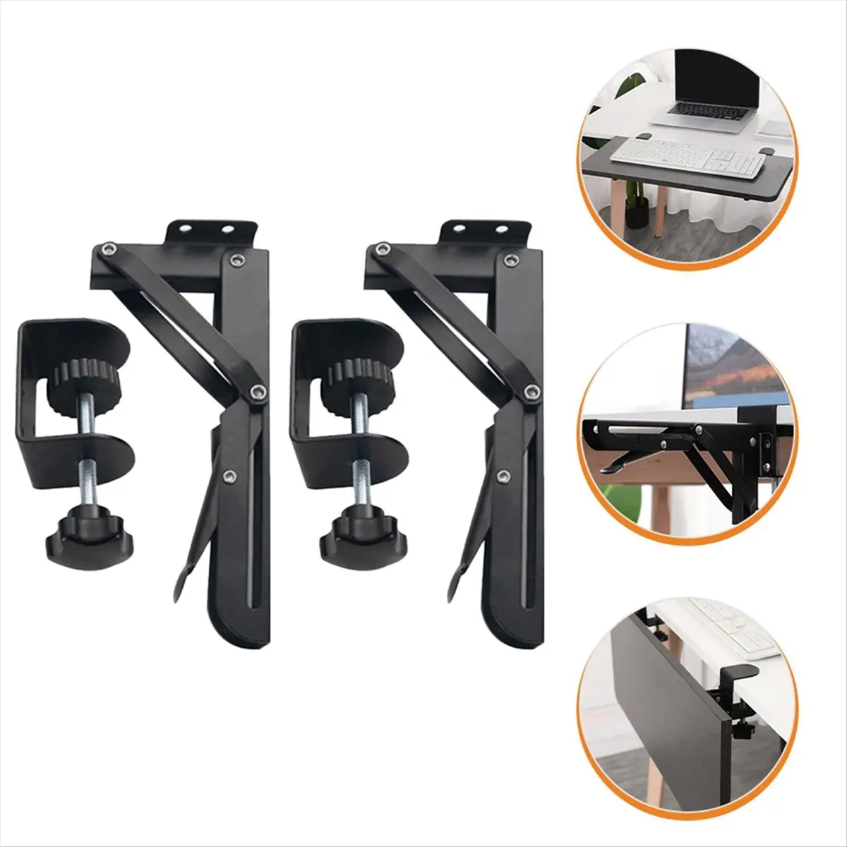 2PCS Foldable Bracket Computer Keyboard Desk Extender Support Keyboard Arm Stand Folding Desktop for Laptop Monitor-ABWO