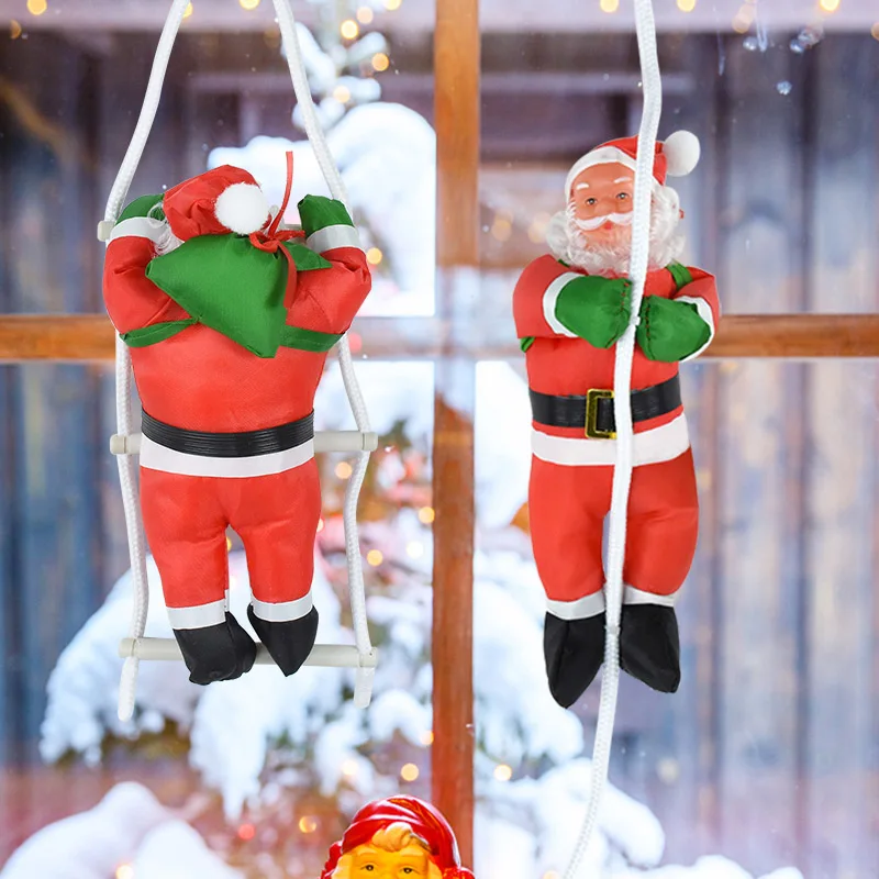 Christmas Ornaments Gift Climbing Ladder Santa Claus Christmas Tree Wall Hanging Pendants Climbing Rope Doll 2024 New Year Gift