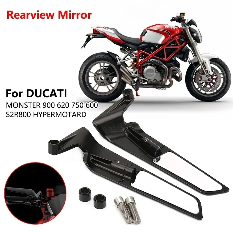 Espelhos Retrovisores Laterais Rotativos NOVOS para Motocicletas Ducati MONSTER 900 620 750 600 S2R800 HYPERMOTARD