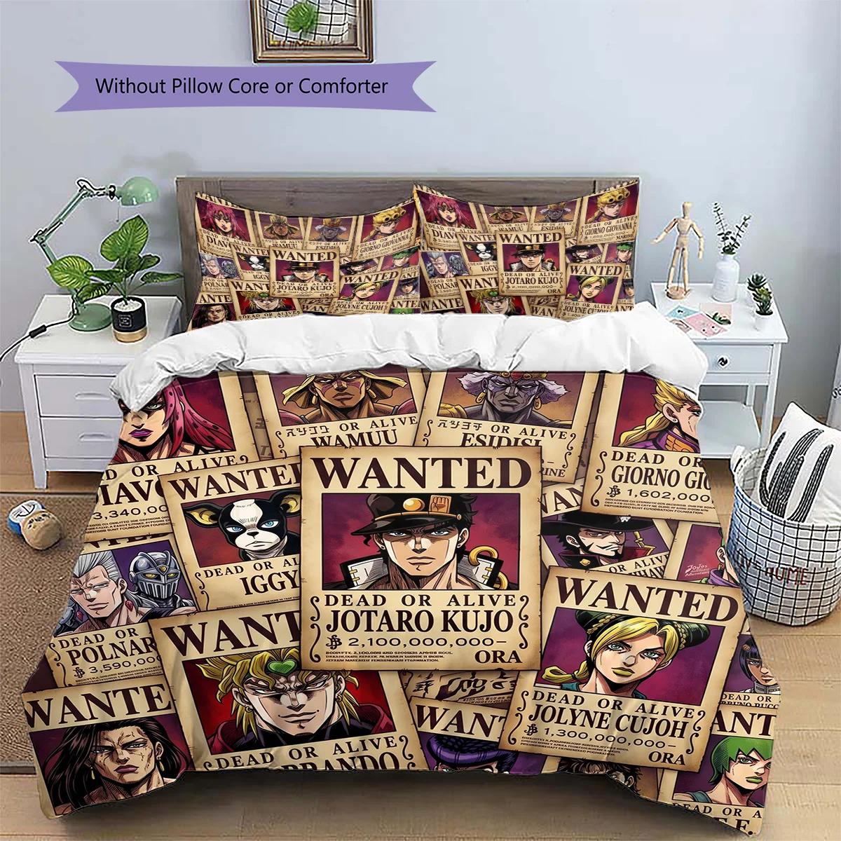 JoJo's Bizarre Adventure Pillowcase & Duvet Cover Set | Rare JoJo's Bizarre Adventure Bedding | Gift for Fans YUN6511