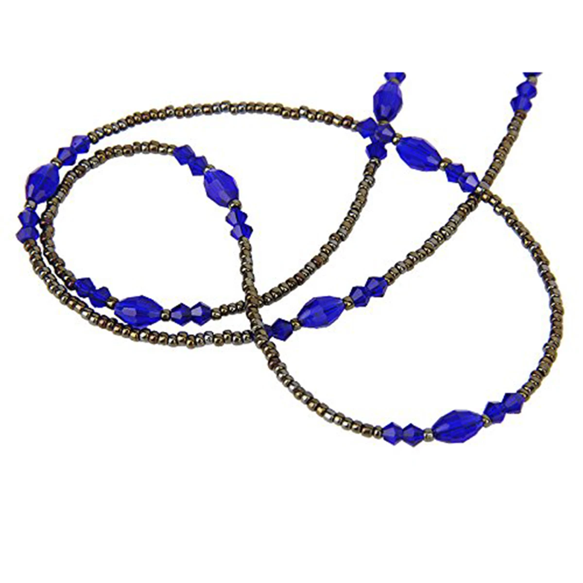 

Beaded Eyeglass Chain 71cm Blue Black Synthetic Crystal Metal Adjustable Rubber Ends Spectacles Necklace Holder Bohemia Style