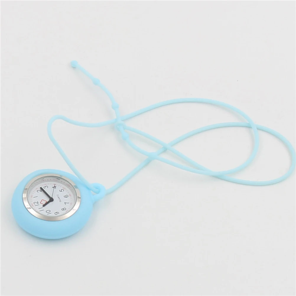 

Convenient Silicone Nurse Watch Unisex Hanging Medical Watch For Travel Running Hiking Simple Fob Pocket Watch Light Blue