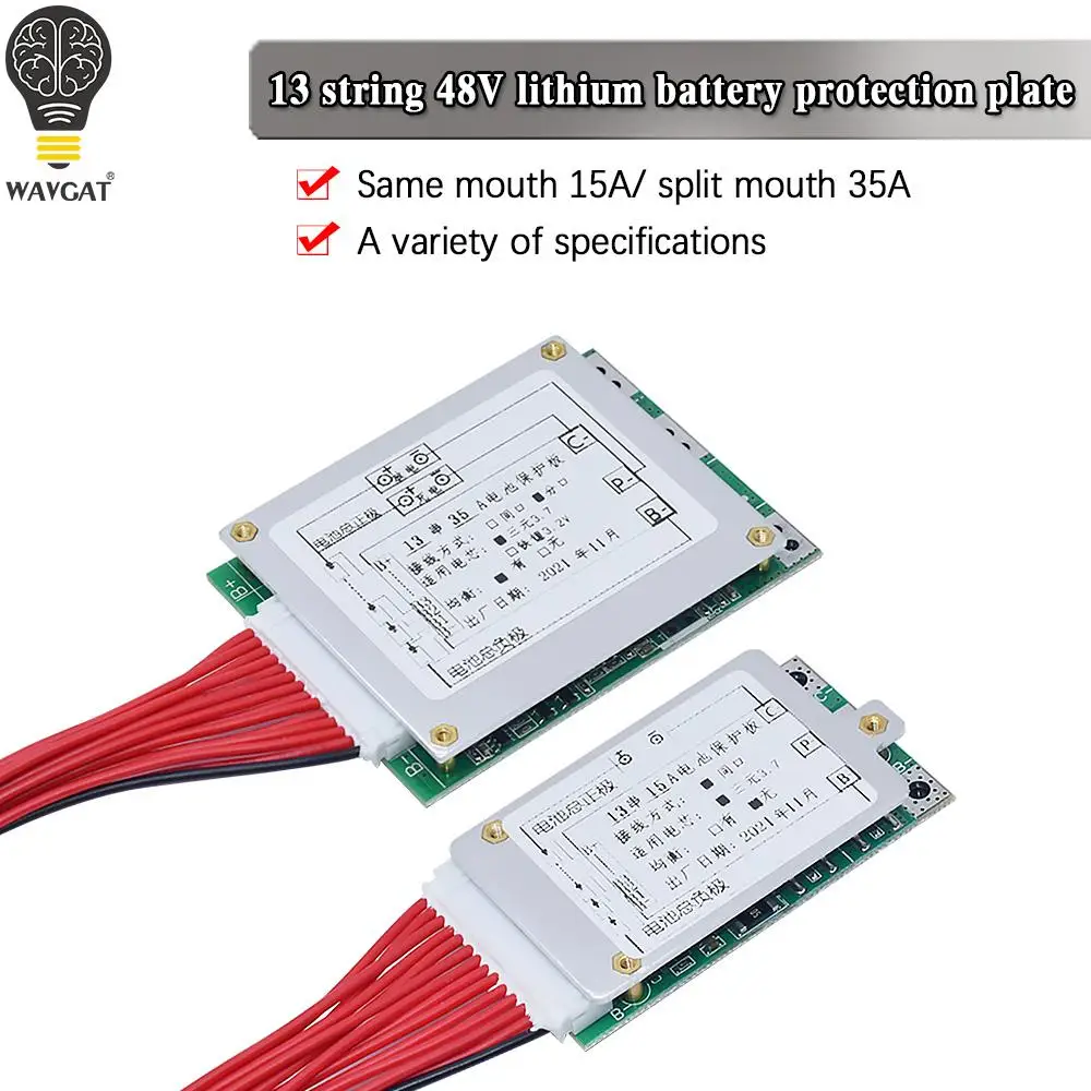 �y�Z�[�����zLi-ion�o�b�e���[�p�b�N,13s,35a,48v,bms PCB,pcm�o�����X,arduino�p�W�ω�H,WAVGAT-18650