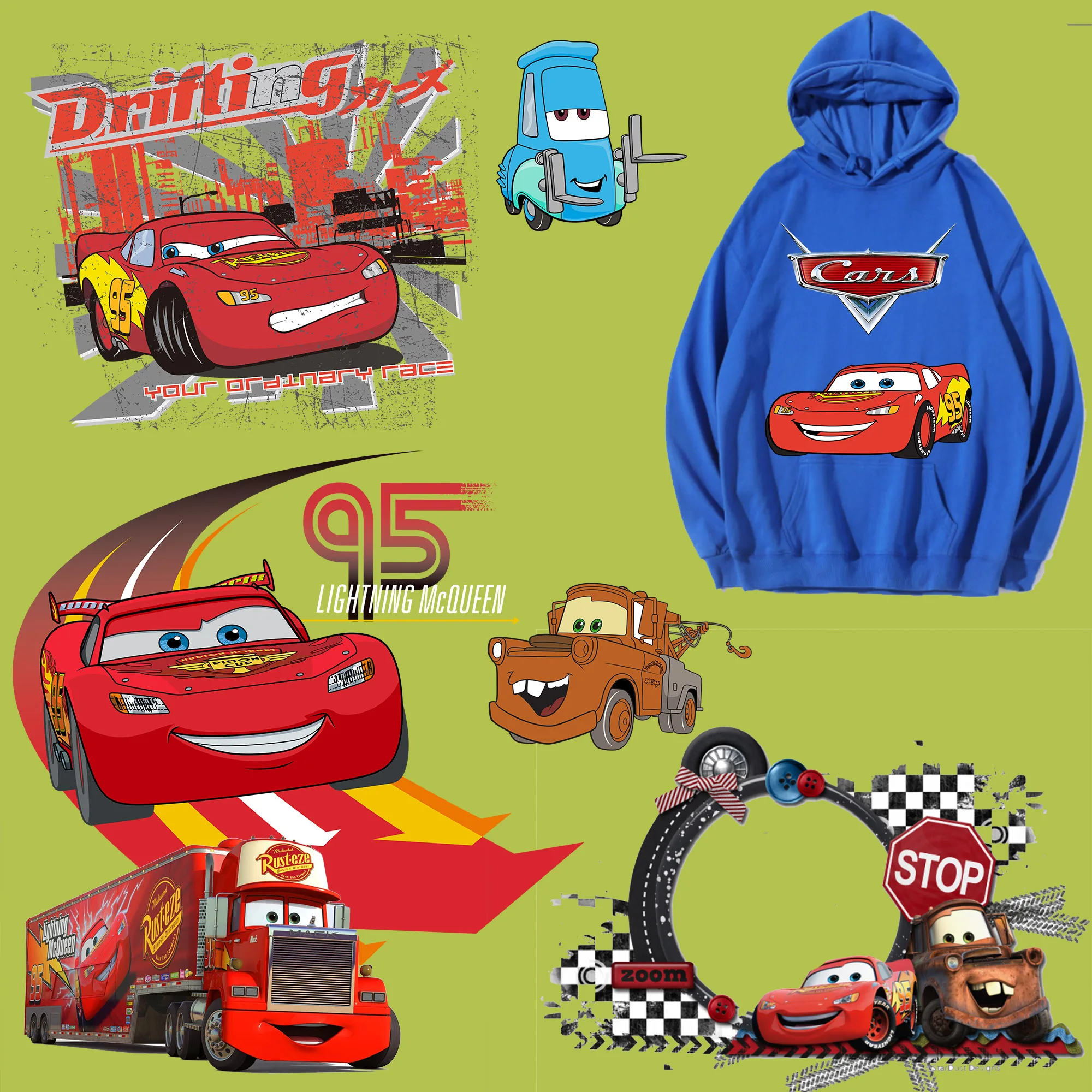 Disney Cars Patch for Clothes Transfer Sticker Lightning McQueen Ironing Patches Clothes Stickers DIY Washable T-shirt Gift