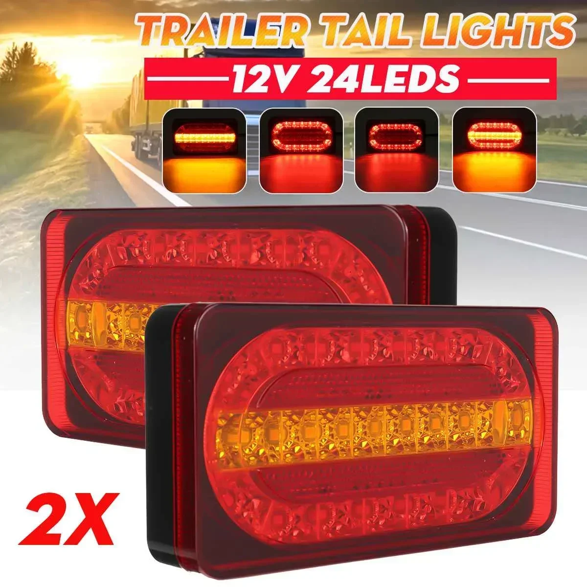 2pcs 12V for Camper Trailer Lorry Bus Caravans Car Truck Tail Light Taillight Rear Brake Light Signal Lamp Indicator