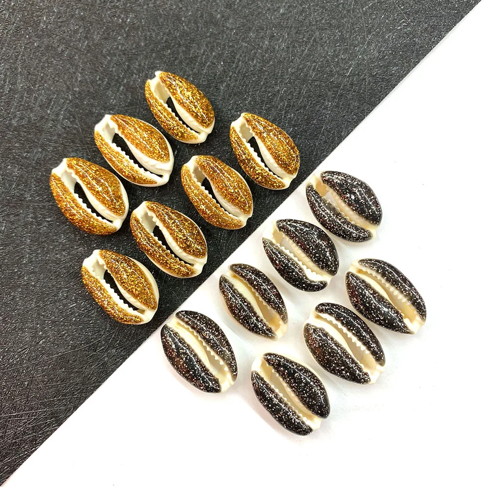 Natural Small Conch Shell Pendant 15-20mm Sprinkled Gold Powder Conch Shell Charm Jewelry Making DIY Bracelet Necklace Accessory