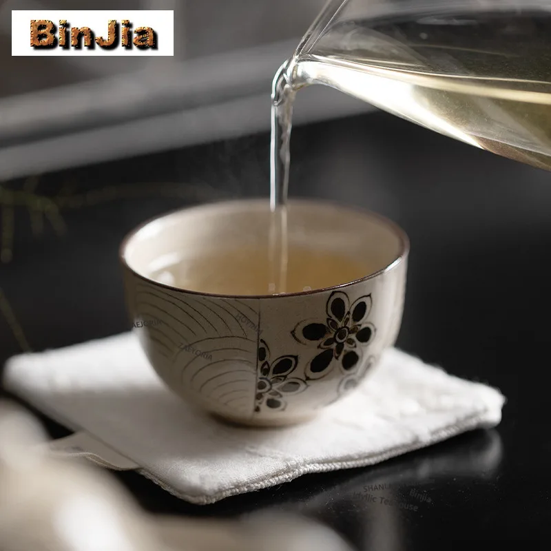 50ml Cizhou Kiln Cloud Teacup Elegant Tea Bowl Tea Cup Set Tea-tasting Personal Cup Jianzhan Master Cups Oolong Tea Tea Ceremony
