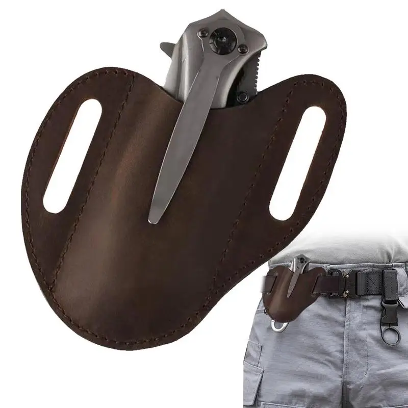 Folding Knife Holster Leather Sheath For Folding Knives Pocket Knives Holder With Belt Clip Men Leather Organizer Leather Sheath