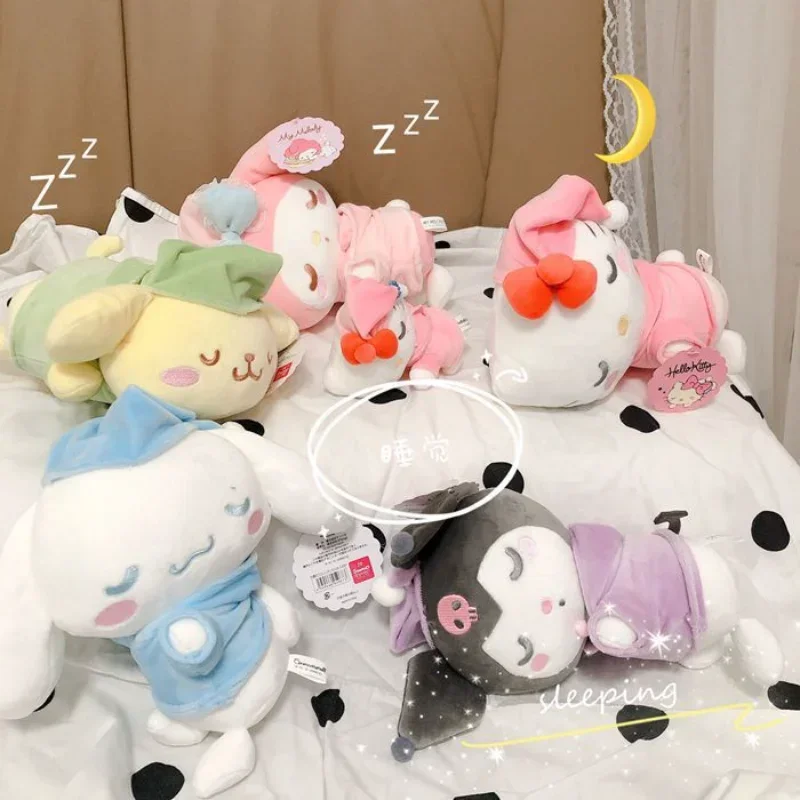 Sanrio Cinnamoroll Plush Toys 20cm Cartoon My Melody Cinnamonroll Plush Sleeping Pillow Soft Stuffed Kuromi Doll Girls Xmas Gift