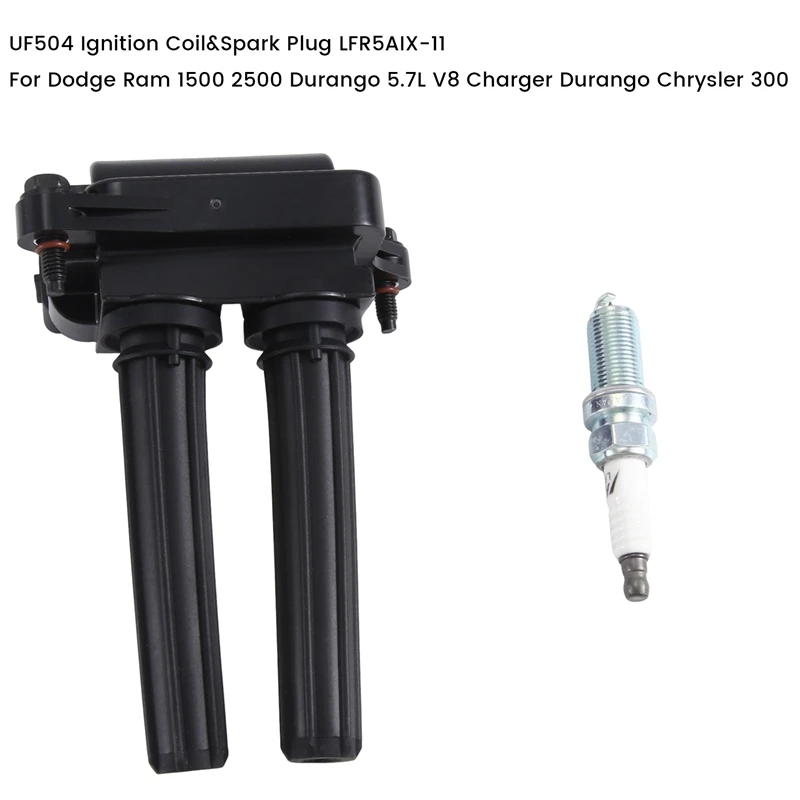 Set Of 8 UF504 Ignition Coil&Spark Plug Parts For Dodge Ram 1500 2500 Durango 5.7L V8 Charger Durango Chrysler 300 LFR5AIX-11