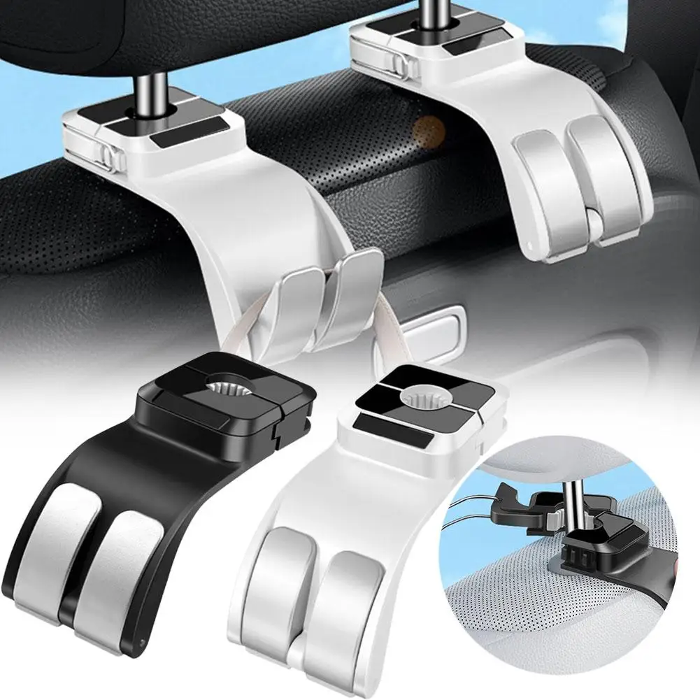 Car Headrest Hook, Car Seat Hook, Heavy Duty Backseat with Straps, Adjustable Car Anti-Slip Organizer fo Seat Hanger 2 Univ P8R8