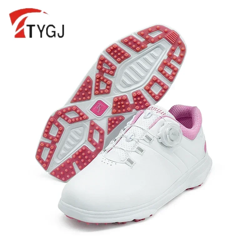 Ttygj Dames Patchwork Casual Golf Sneakers Dames Skidproof Vast Spike Golfschoenen Waterdichte Knop Schoenveter Training Schoeisel