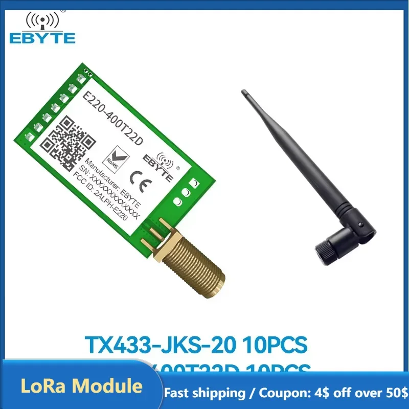 

10 шт. SEMTECH LLCC68 Беспроводной модуль LoRa 433/470 МГц 22 дБм дальнего действия 5 км E220-400T22D SMA-K UART RSSI передатчик-приемник