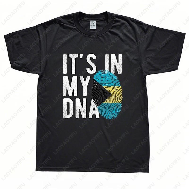 It's in My DNA Bahamas Flag Fingerprint Graphic T Shirts Summer Woman Man Patriotism High Quality Cotton T Shirts Ropa Hombre