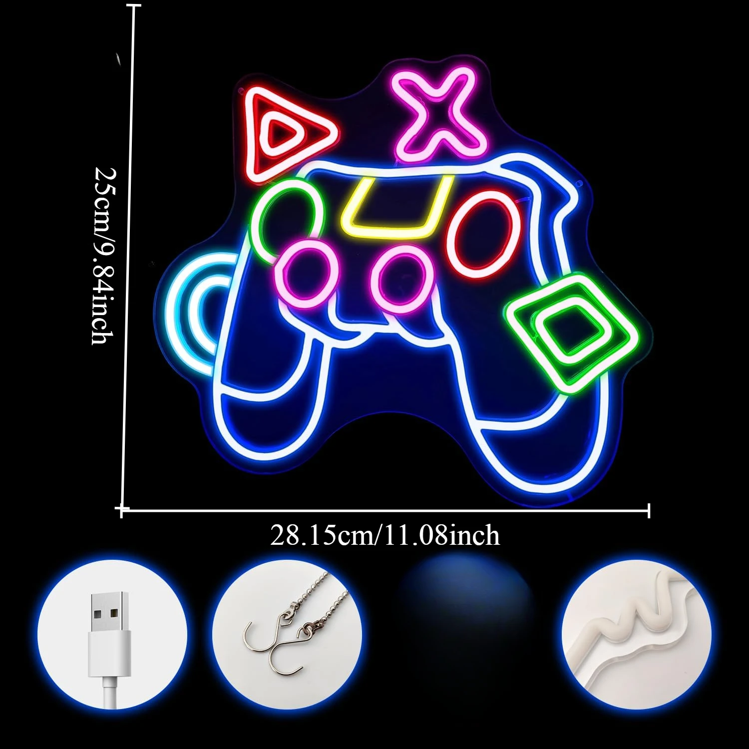 Game Neon Sign LED Neon Light for Wall Decor USB Powered for Bedroom Bar Shop Game Room Man Cave Decor Gift for Game Lover