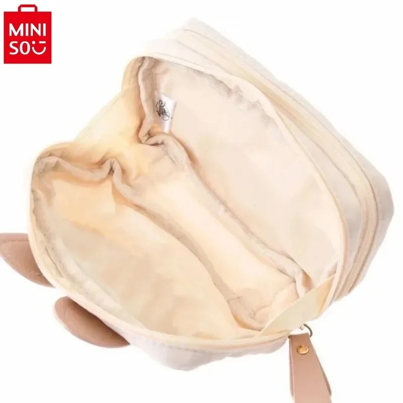 MINISO 디즈니 만화 미니 더블 레이어 스토리지 메이크업 가방, 학생 달콤하고 귀여운 체인지 허리 가방