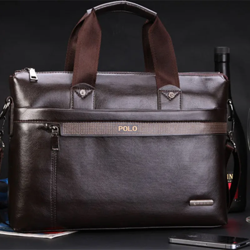 Business PU Leather Men's Briefcase Vintage Handbag Large Capacity Male Shoulder Messenger Bag Fashion 14 