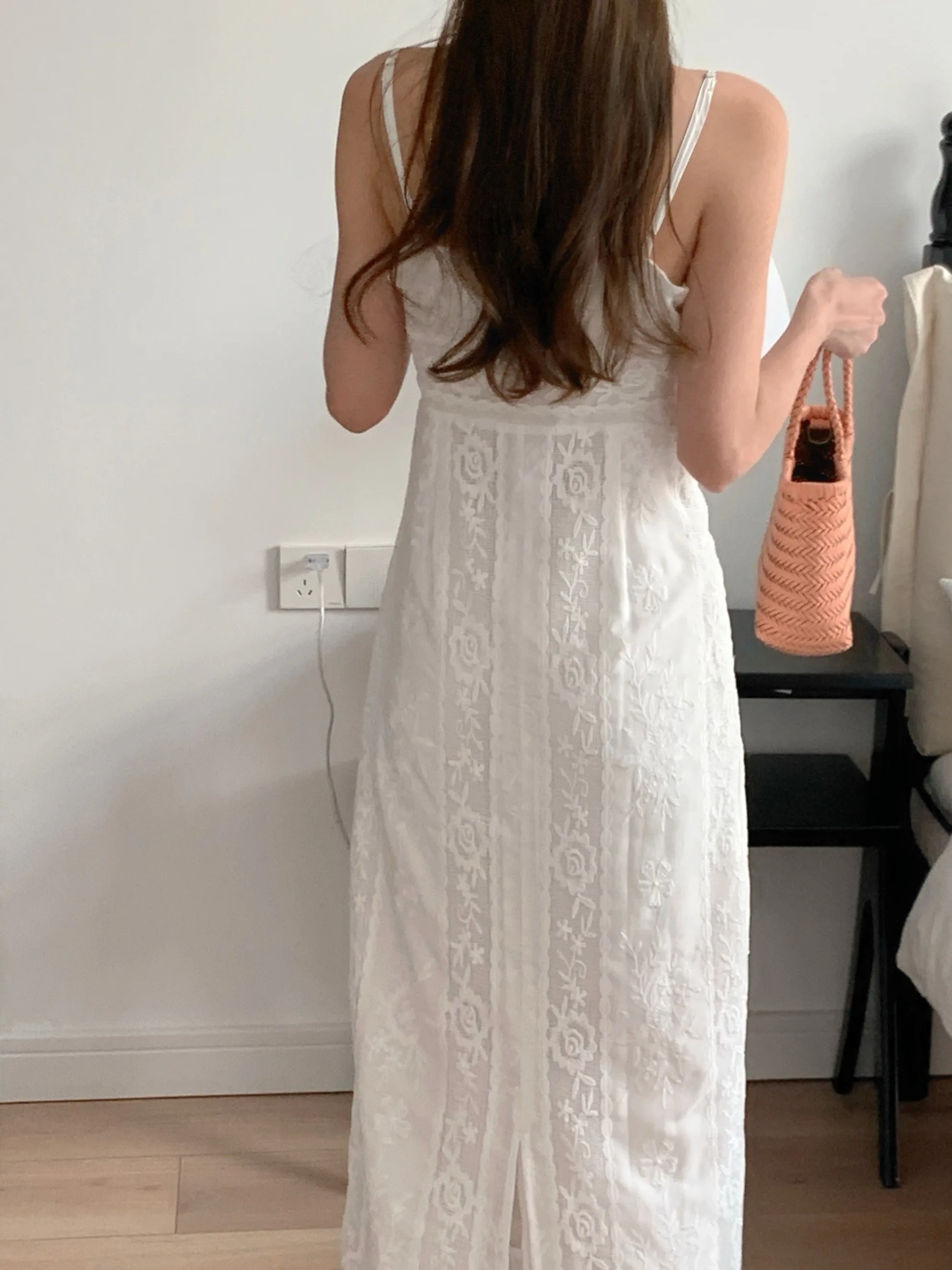 Ele Summer New Sle High Waist Slimming Long Strapl Lace Dr Women's Faionable Commute Single Piece 00% Other Ma...