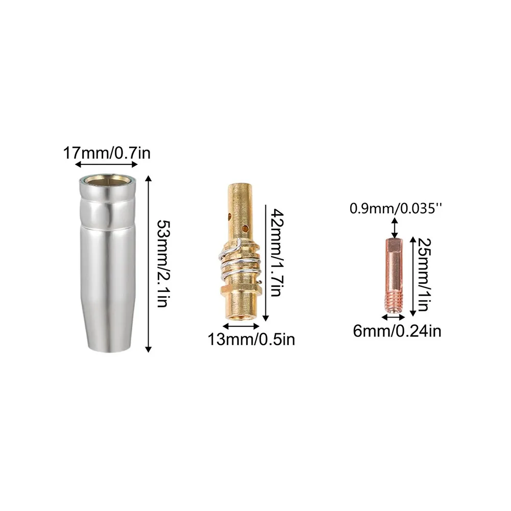 Set of 14 For MIG For MAG Welding Accessories for Torch For 15AK with 0 9mm Power Nozzles Copper Gas Nozzles Holder Diffuser
