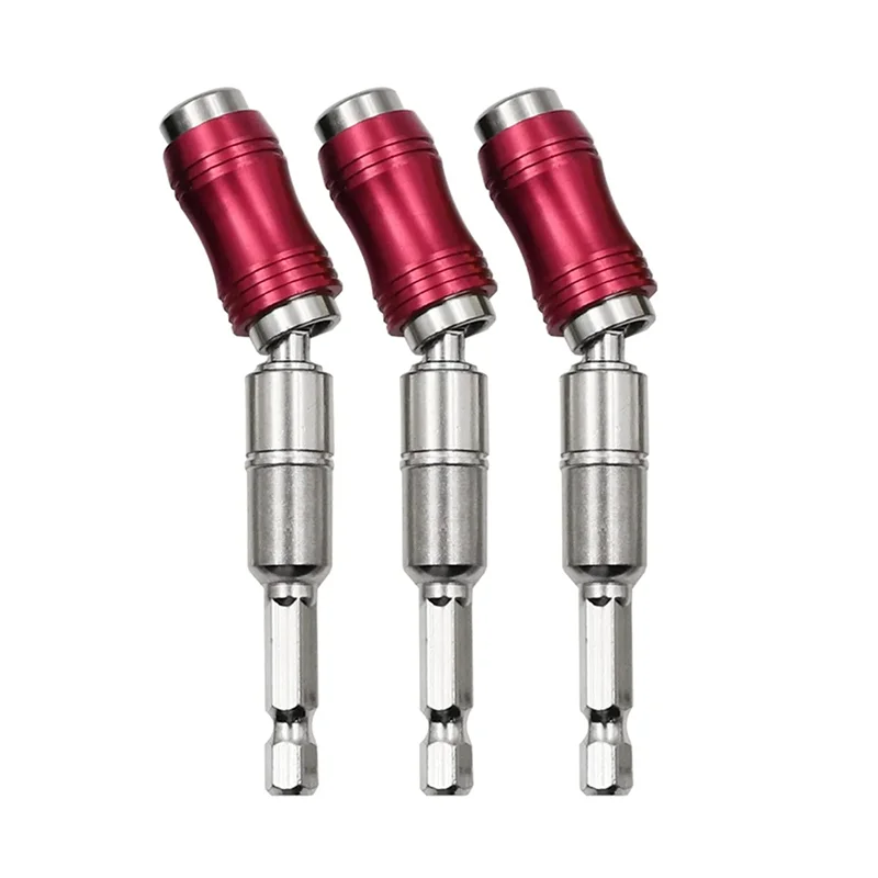 Pemegang mata bor Pivot magnetik, pemegang ujung mata bor putar magnetik, mudah dilepas, pemegang C obeng fleksibel 3 buah