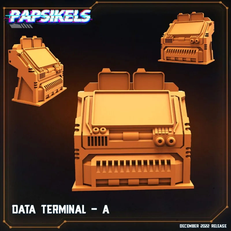 1 PC Papsikels Sci-Fi Data Terminal Miniature-สีส้มวาดด้วยมือเรซิ่นบทบาทเล่นอุปกรณ์เสริม, เหมาะสําหรับเกมตกแต่งห้องของขวัญ