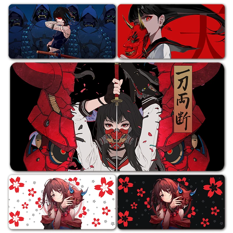 1Pc Large Size Japanese Hannya Prajna Demon Oni Samurai Mask Girls Design Gamer Speed Mouse Pad Mousepad XXL Keyboard Desk Mat
