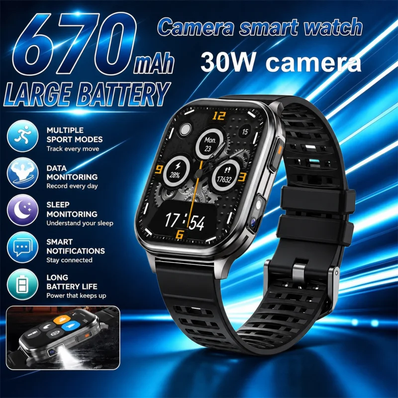 Camera Smart Watch Photos Record Video Recording Sports Fitness 2026 New Waterproof Health Monitor BT Call Men Smartwatch Women