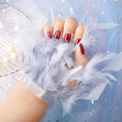 8 Color Bracelet Sleeves For Nail Photos Feathers Nail Parts Plush Wrist Cuffs For Manicure Hand Photo Nail Decor 1Pcs