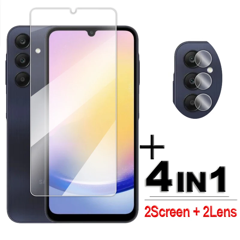 For Samsung Galaxy A25 5G Glass For Samsung Galaxy A05 A05s A15 A25 Screen Protector Full Glue Tempered Glass HD Protective Film