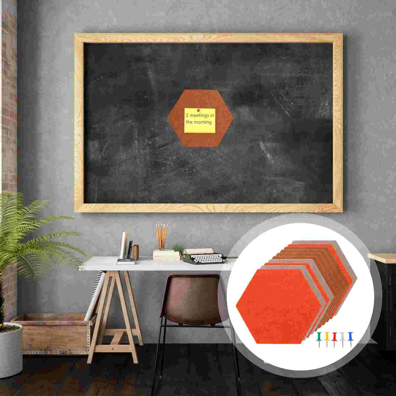 10 Pcs Hexagonal Felt Board Practical Wall Decor Pin Letter Decoration Picture Plastic