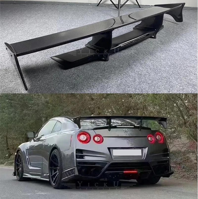 

For Nissan R35 GTR GT-R Top Secret Style Spoiler High Quality Real Carbon Fiber Car Rear Wing Trunk Lip Spoiler