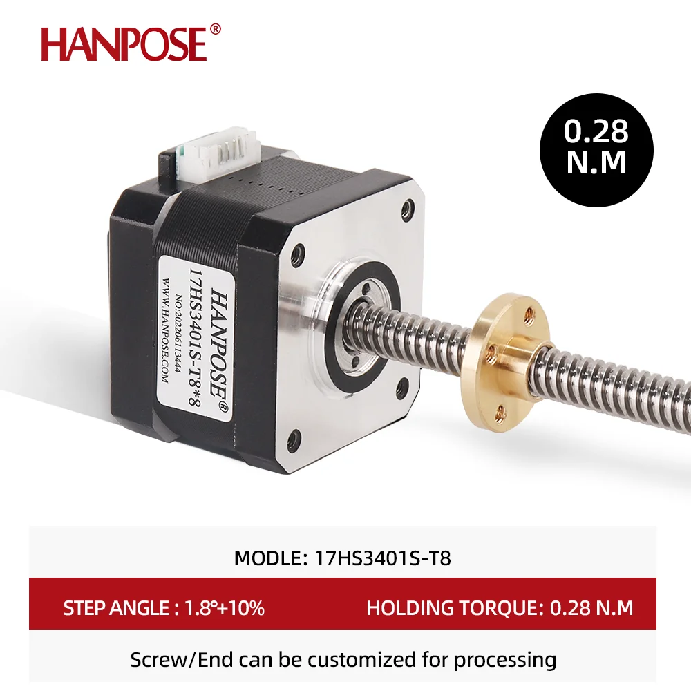 Stepper motor Nema17 17HS3401S-T8 310mm Screw Rod Linear Z-Motor with Trapezoidal Lead Srew for  Various instrument accessories