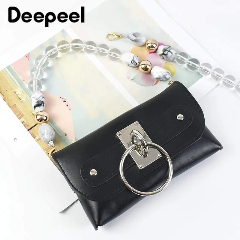 Deepeel 43-46cm Vintage Acrylic Handbag Shoulder Straps Pearl Resin Stone Chain Underarm Bag Replacement Handles DIY Accessories