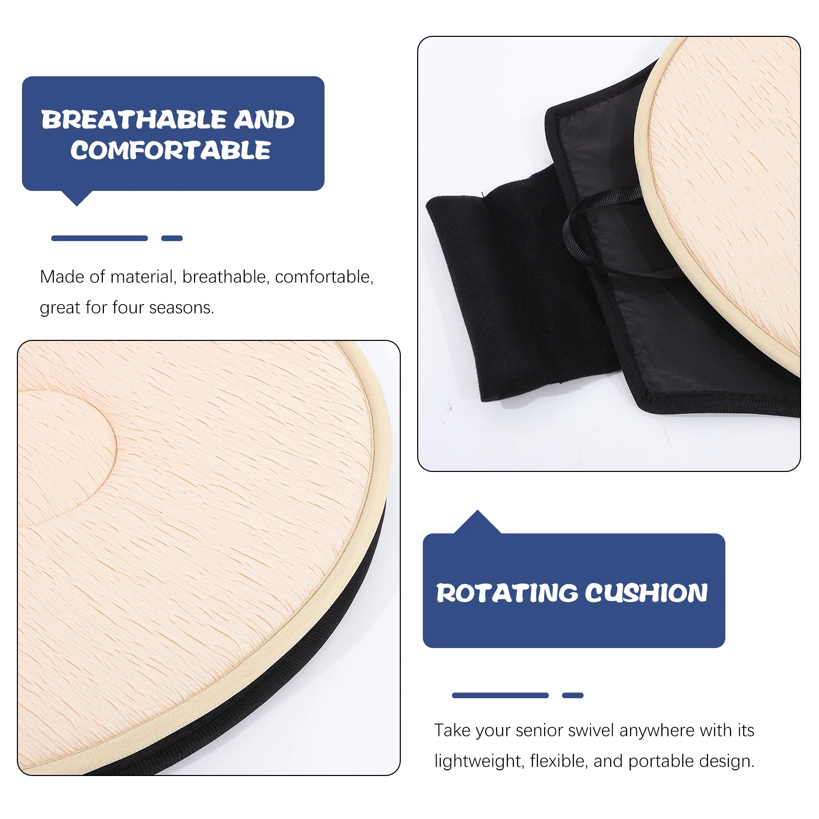 

360 Degree Swivel Car Cushion Rotating Seat Pad Anti-Slip Base Mobility Aid For Elderly Pregnant Lightweight Portable Seat