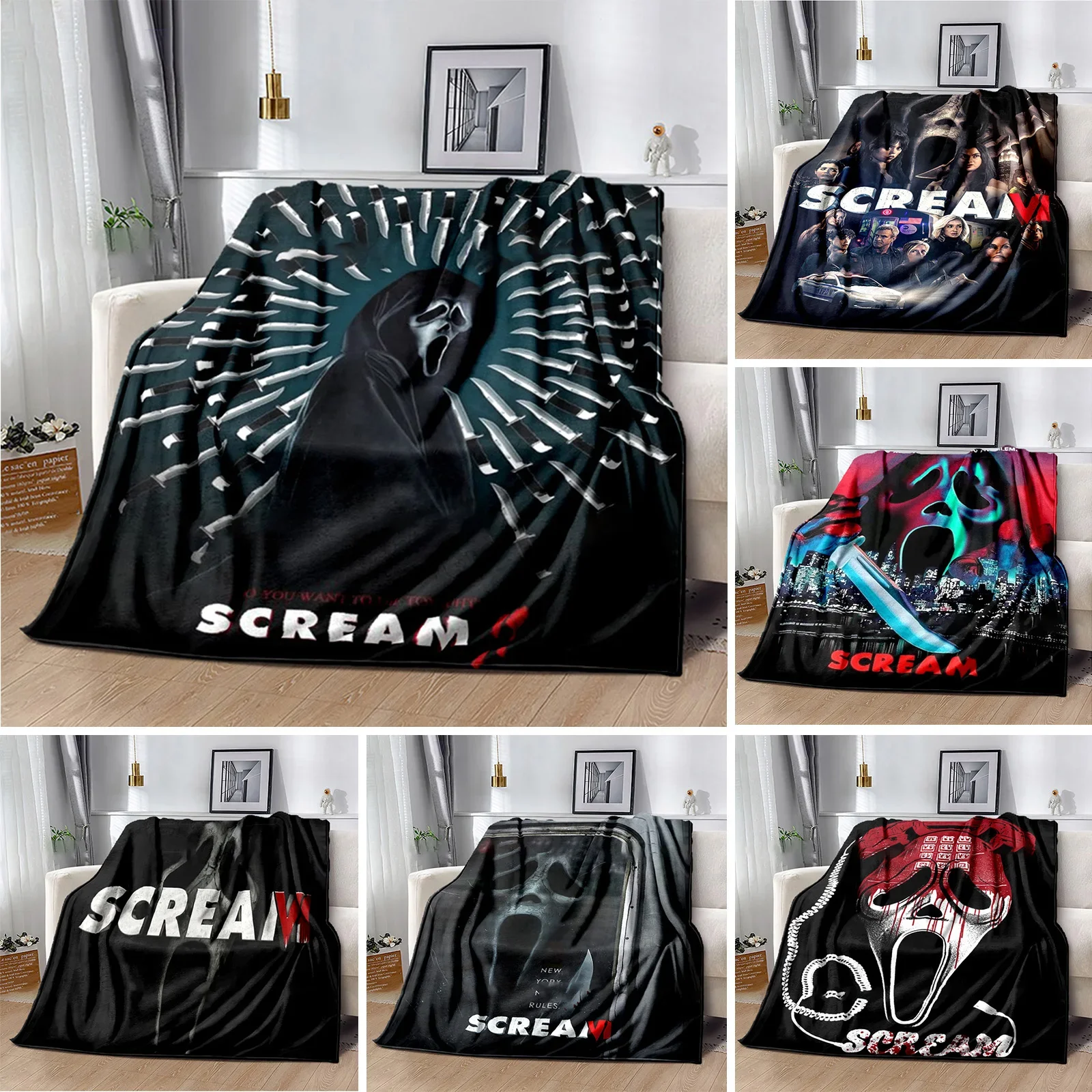 

This Is My Horror Favorite Movies Blanket Scream 6 Print Flannel Blanket Gift for Fans Lovers of Horror Movie Throw Blankets