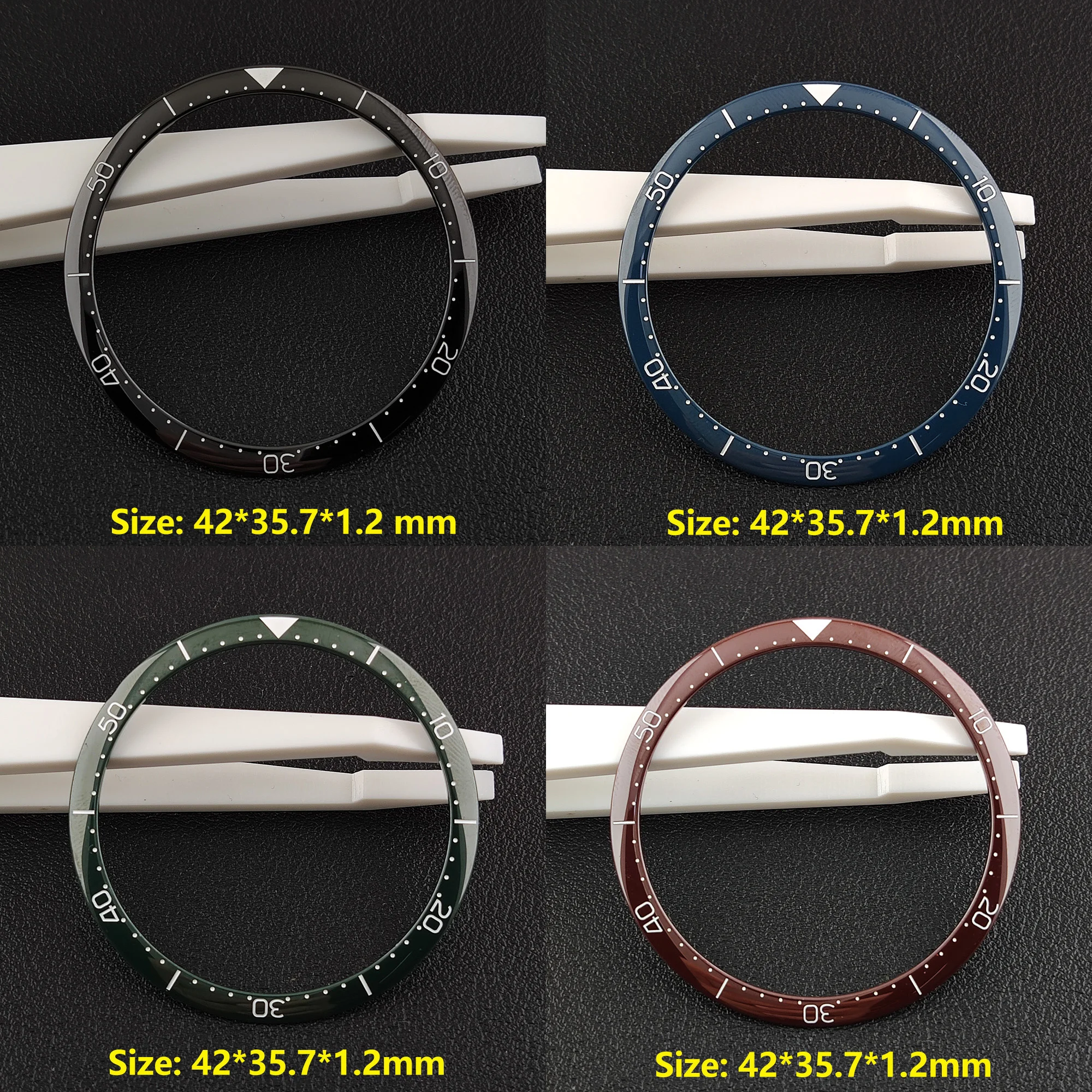 42*35.7mm Sloping no Luminous Ceramic Bezel Insert Replacement of watch accessories parts polygon Ceramic Bezel Insert