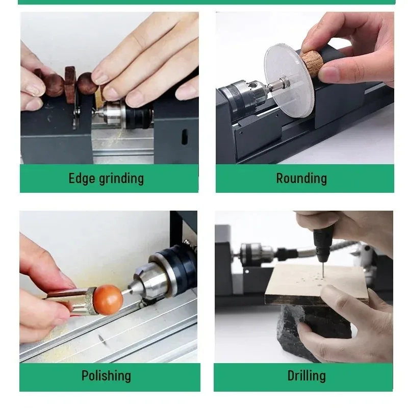 Mini Wood Lathe 12-24V Buddha Pearl Lathe DIY Woodworking Beads Grinding Polishing Drilling Rotary Tool