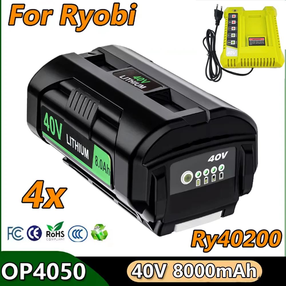 

40V 8000mAh Li-ion Battery For Ryobi OP4040 OP4026 OP4030 OP4050 OP4060A OP40201 OP40301 Collection Cordless Power Tools Battery